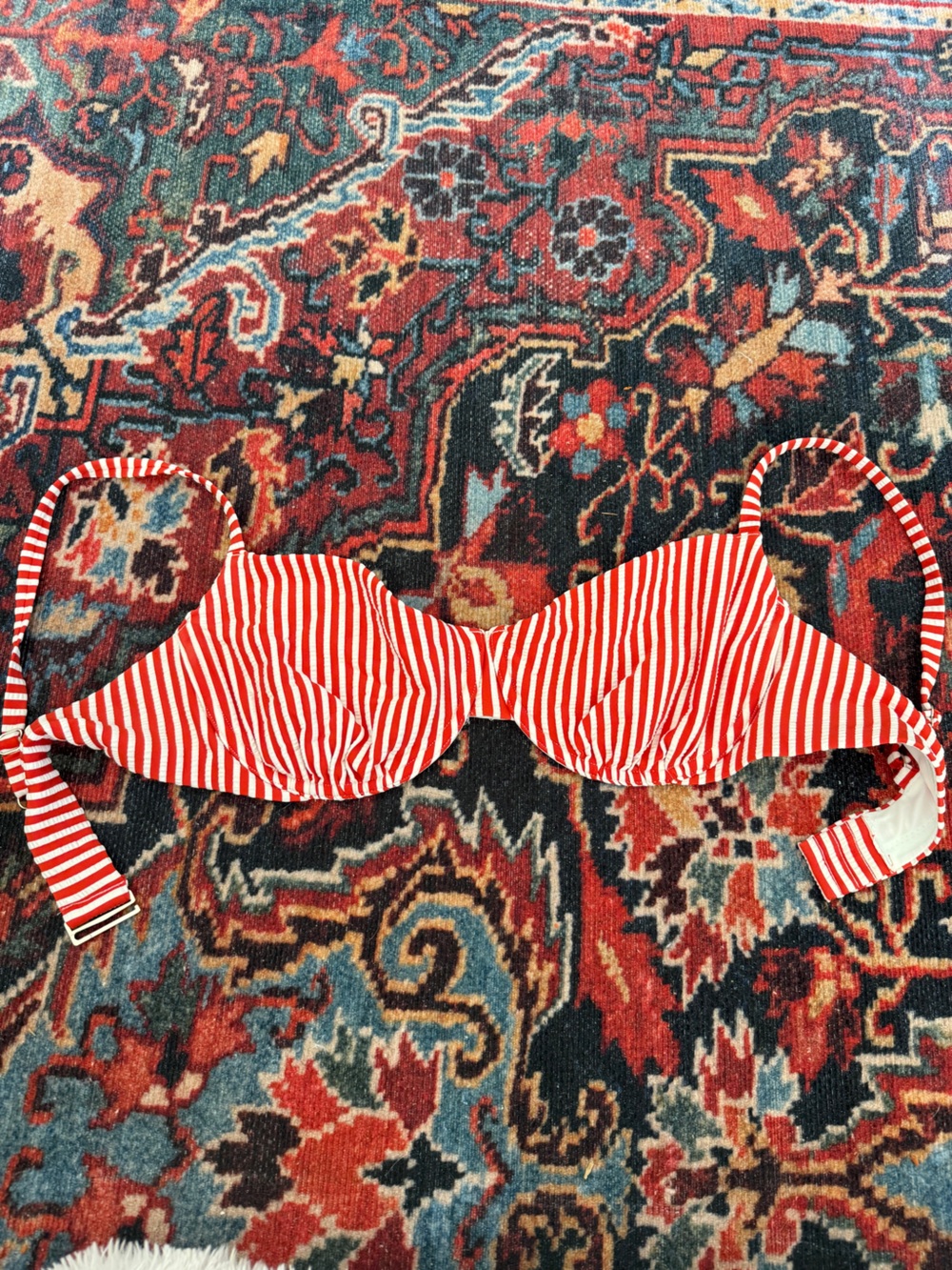 Abercrombie & Fitch Red and White Striped Bikini Top, Balconette CURVE LOVE